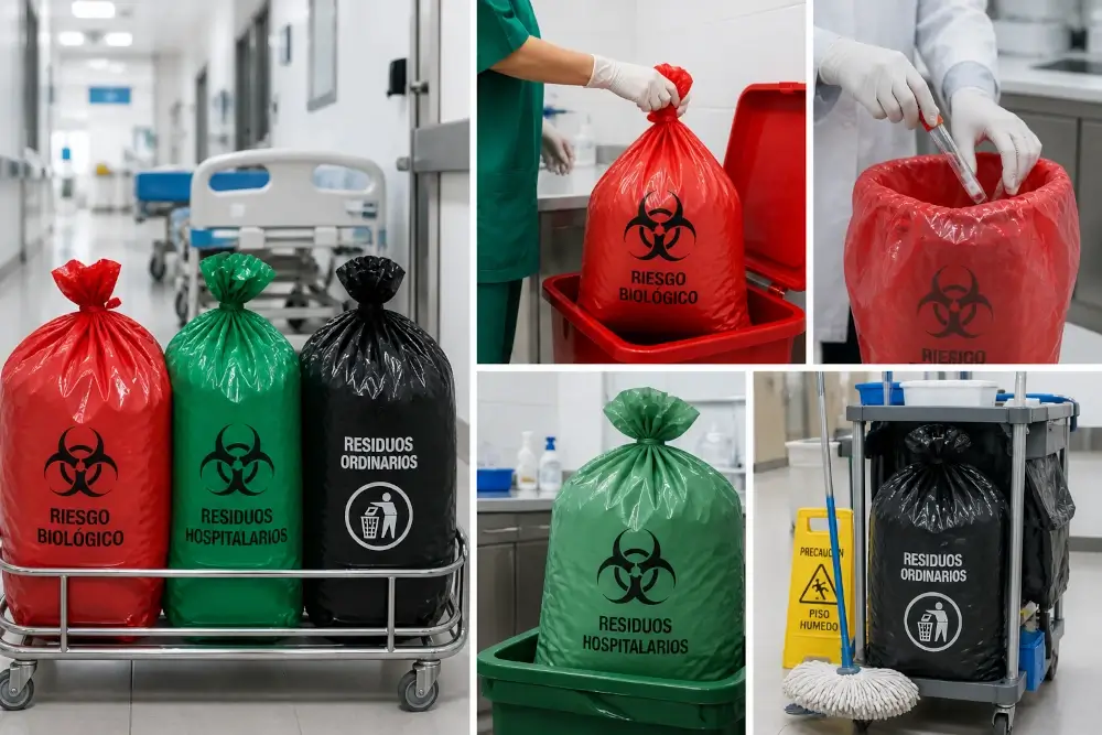 bolsas hospitalarias usadas para manejo de residuos en instituciones de salud