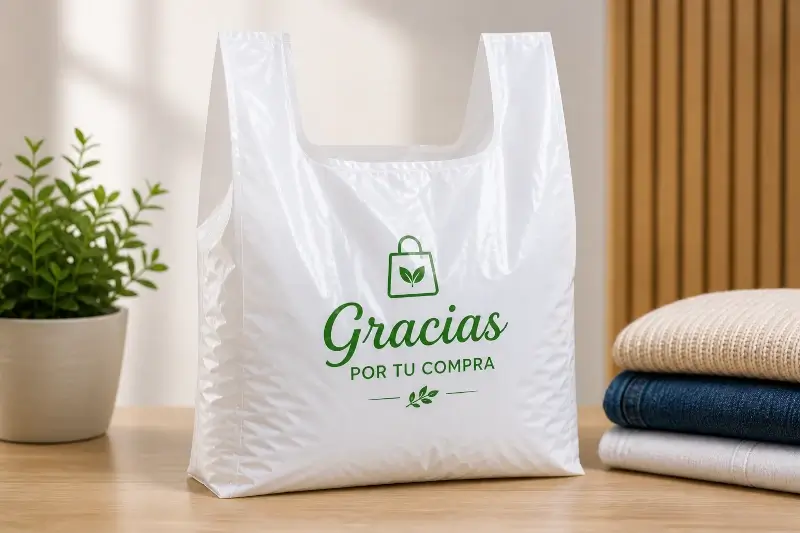 bolsas plásticas con manija para comercio y supermercados